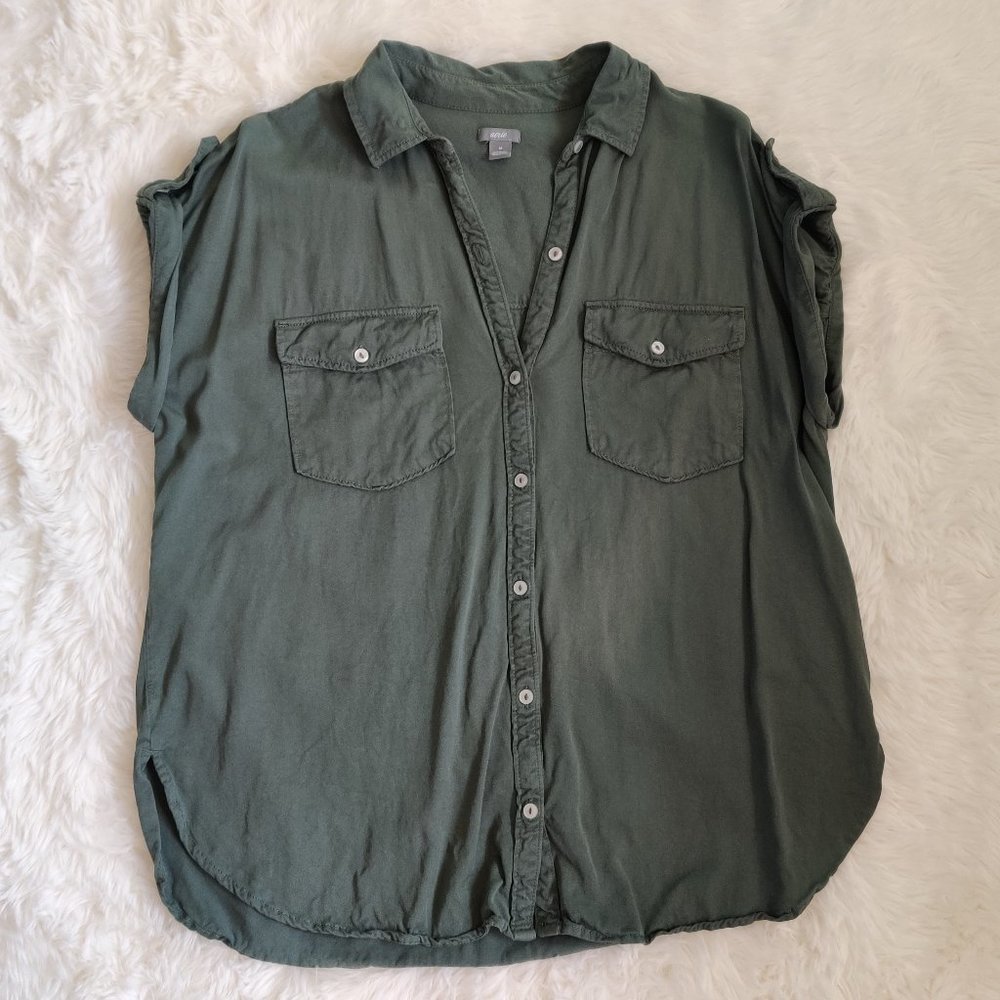 Aerie Army Green Short Sleeve Lightweight Top Medium
